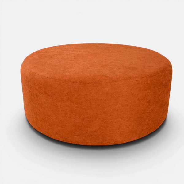 Pouf Rond Dante L70 cm en Tissu Anti-Tache ORANGE