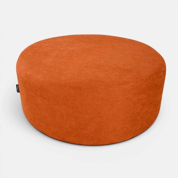 Pouf Rond Dante L70 cm en Tissu Anti-Tache ORANGE
