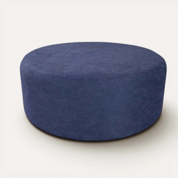 Pouf Rond Dante L70 cm en Tissu Anti-Tache BLEU
