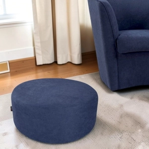Pouf Tondo Giotto L70 cm in Tessuto Antimacchia BLU