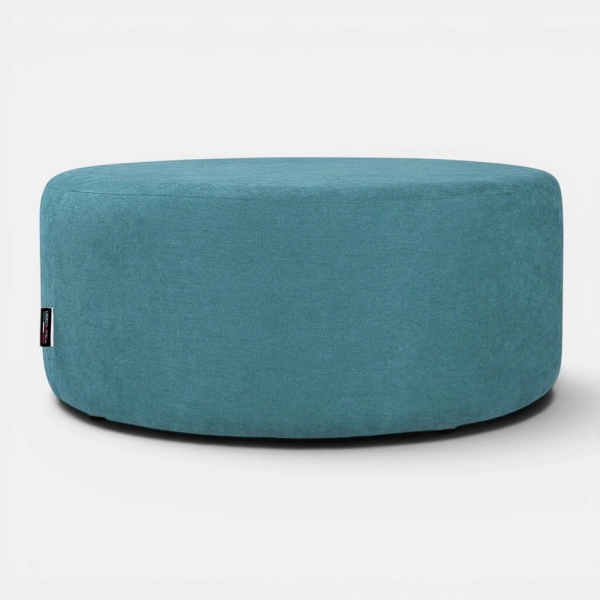 Pouf Rond Dante L70 cm en Tissu Anti-Tache TURQUOISE