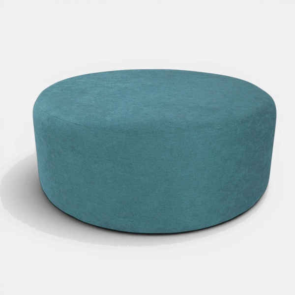 Pouf Rond Dante L70 cm en Tissu Anti-Tache TURQUOISE