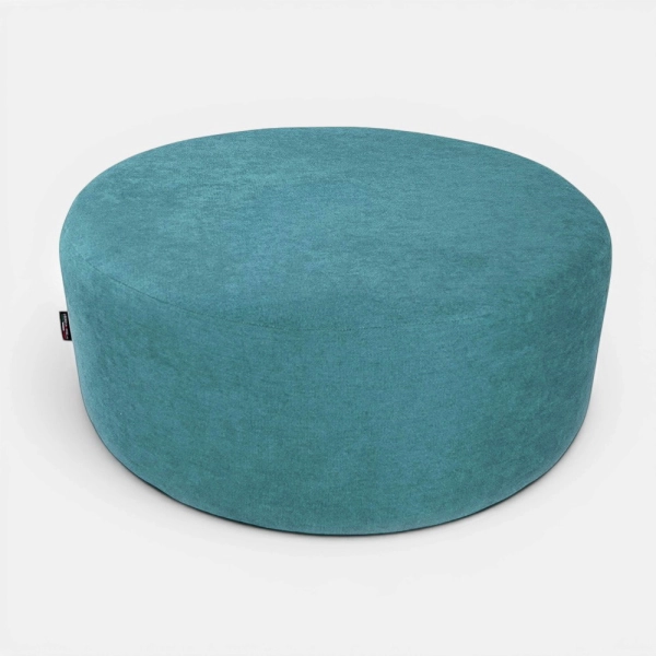 Pouf Rond Dante L70 cm en Tissu Anti-Tache TURQUOISE