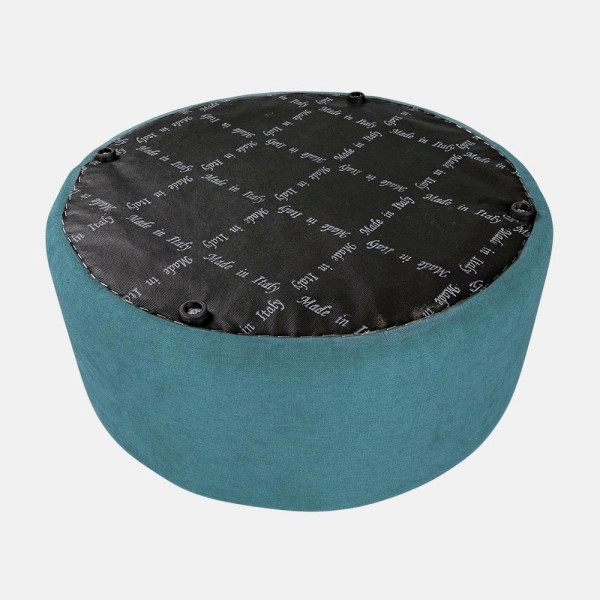 Pouf Rond Dante L70 cm en Tissu Anti-Tache TURQUOISE