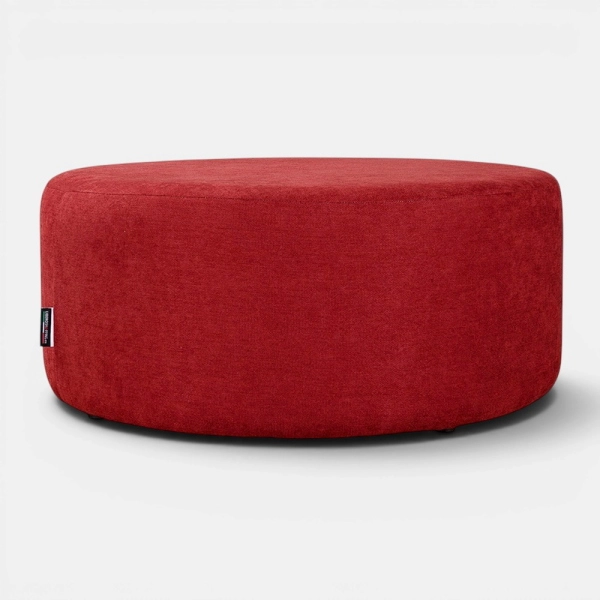Pouf Rond Dante L70 cm en Tissu Anti-Tache BORDEAUX