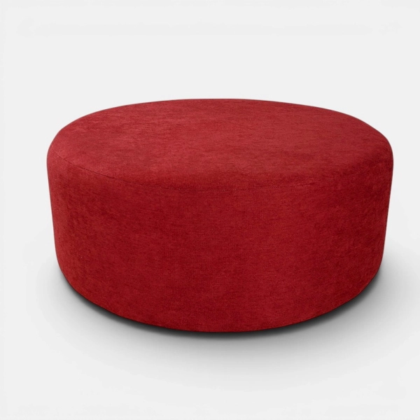 Pouf Rond Dante L70 cm en Tissu Anti-Tache BORDEAUX