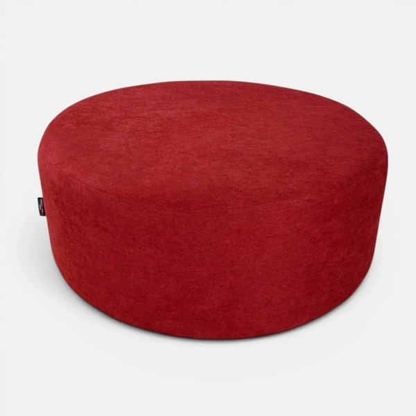 Pouf Rond Dante L70 cm en Tissu Anti-Tache BORDEAUX