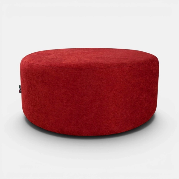 Pouf Rond Dante L70 cm en Tissu Anti-Tache BORDEAUX