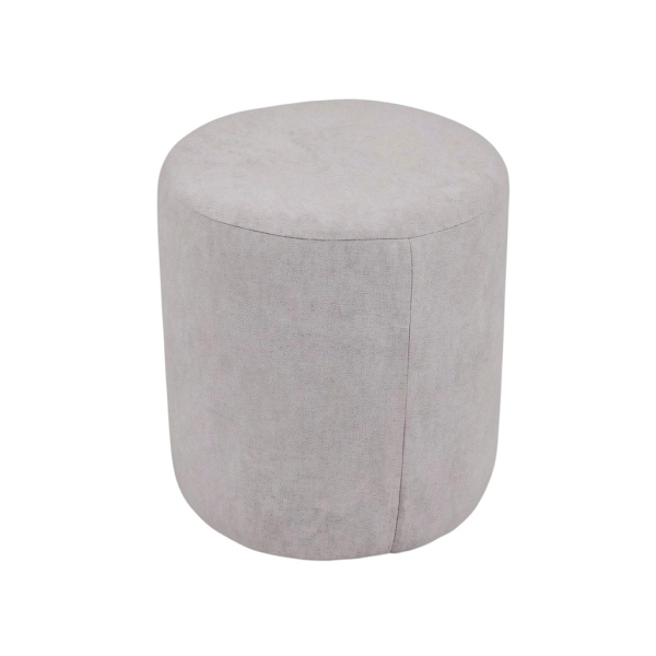 Pouf Rond Dante D 40 cm en Tissu Anti-Tache GRIS