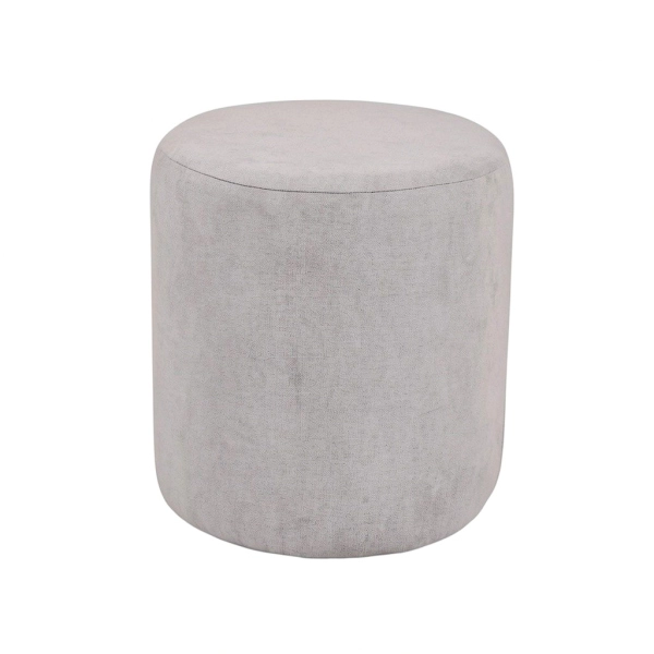 Pouf Rond Dante D 40 cm en Tissu Anti-Tache GRIS