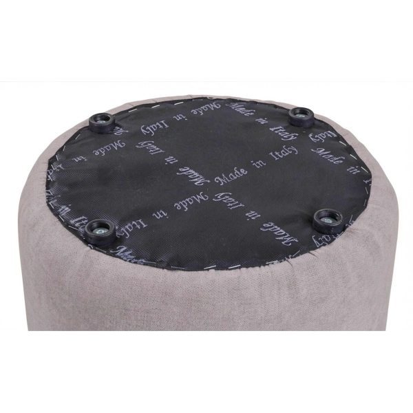 Pouf Rond Dante D 40 cm en Tissu Anti-Tache GRIS