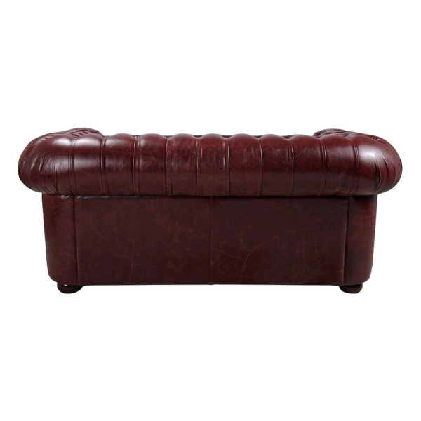 Canapé Chesterfield Royal en cuir véritable L175 cm Vintage - Bordeaux
