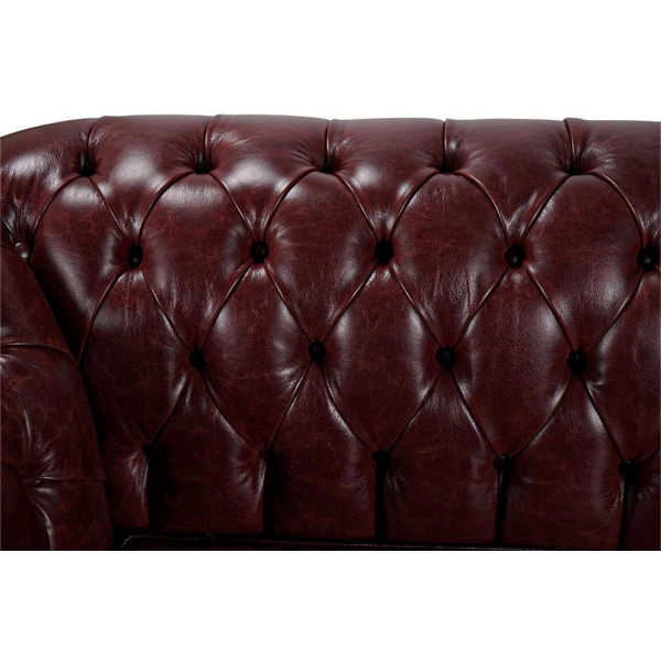 Canapé Chesterfield Royal en cuir véritable L175 cm Vintage - Bordeaux