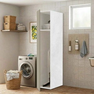 1-Door Wooden Broom Closet Column Cabinet 40x182h cm – Dove Gray/Gray