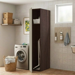 1-Door Wooden Laundry Broom Closet Column 40x182h cm – Dove Gray/Coffee