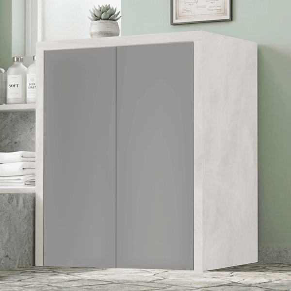 Meuble Machine à Laver de Buanderie à 2 Portes 79x91h cm – Gris/Gris