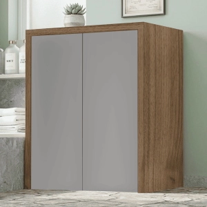 2-Door Wooden Washing Machine Cabinet 79x91h cm – Gray/Walnut