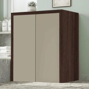 2-Door Wooden Washing Machine Cabinet 79x91h cm – Dove Gray/Coffee