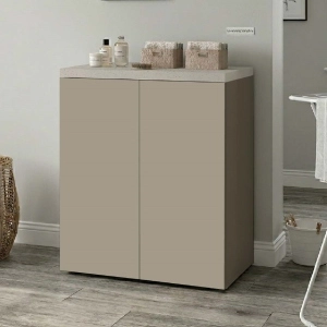 Space-Saving 2-Door Wooden Laundry Cabinet 71x91h cm – Dove Gray/Stone