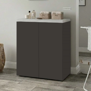 2-Door Multi-Purpose Wooden Laundry Cabinet 71x91h cm – Graphite/Gray