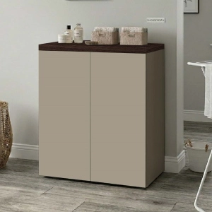 Matte Taupe and Coffee Elm Two-Tone Laundry Base Cabinet H91x71 cm - With Shelf