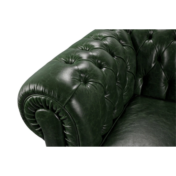 Canapé Chesterfield Royal en cuir véritable L175 cm Vintage - Vert