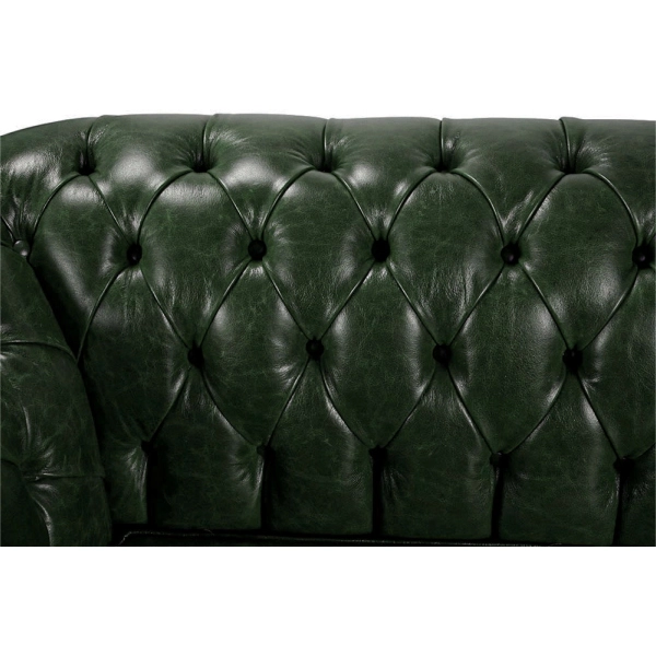 Canapé Chesterfield Royal en cuir véritable L175 cm Vintage - Vert