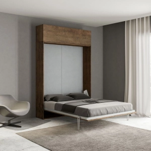 Letto a scomparsa con pensile Noce matrimoniale 160 cm KENTARO