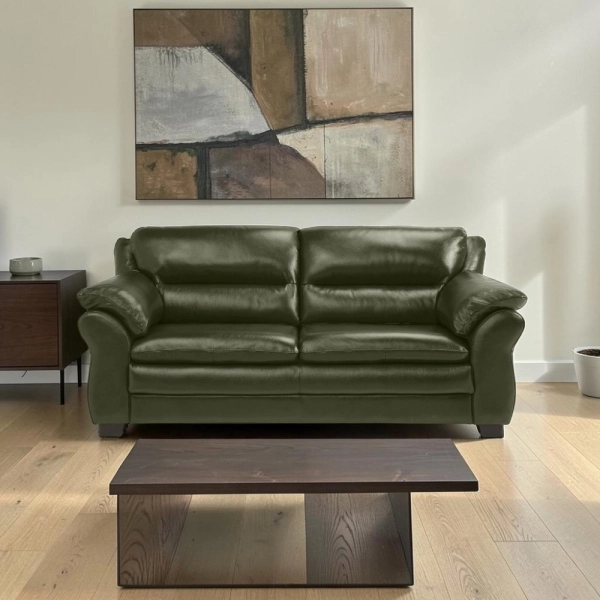 Canapé 2 places rembourré 100% cuir véritable L160 - Domus Vert