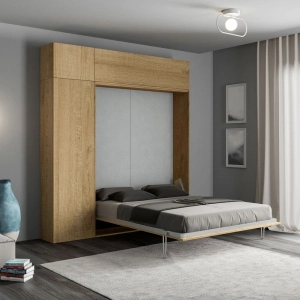 Letto matrimoniale a scomparsa 160 cm con mobili Quercia KENTARO