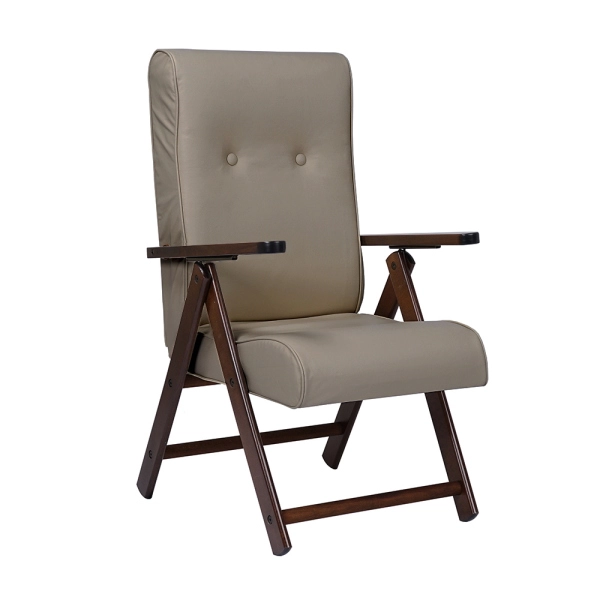 Fauteuil inclinable en bois de hêtre en éco-cuir tourterelle - Molisana