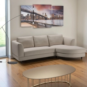 Divano Letto Angolare Linz 271x165 tessuto antimacchia Beige