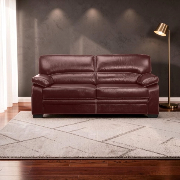Canapé élégant en cuir véritable 190 cm - Molde Bordeaux