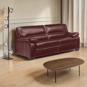 Divano 3 Posti Molde 190 cm Vera Pelle Bordeaux Elegante