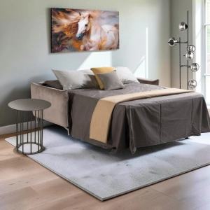 Divano Letto 2 Posti Jerez 170 cm velluto antimacchia Tortora