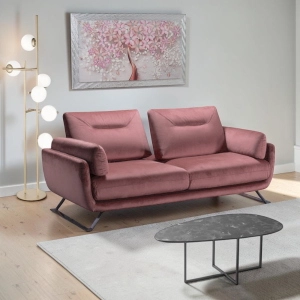 Divano 2 Posti Arans 170 cm in Velluto Antimacchia Moderna Rosa