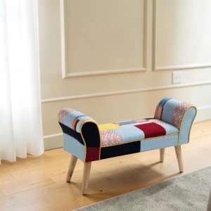 CAROLINA banquette avec accoudoirs en tissu patchwork