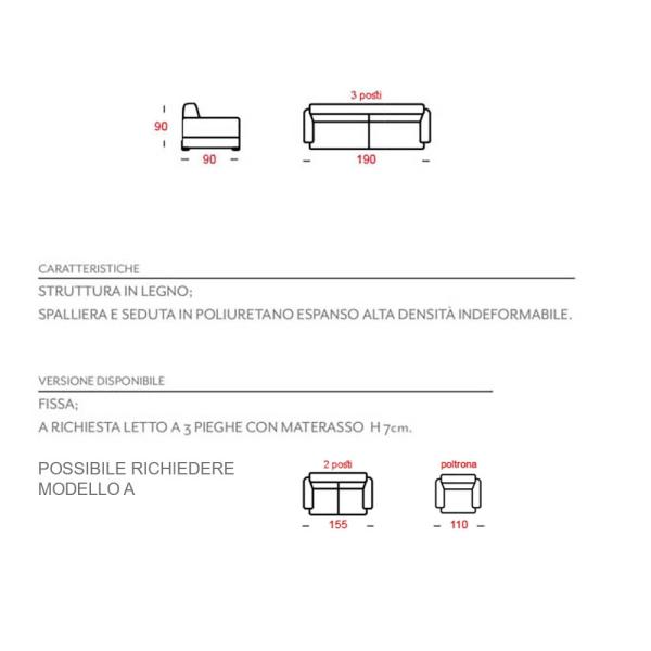 Canapé élégant en cuir véritable 190 cm - Molde Bordeaux