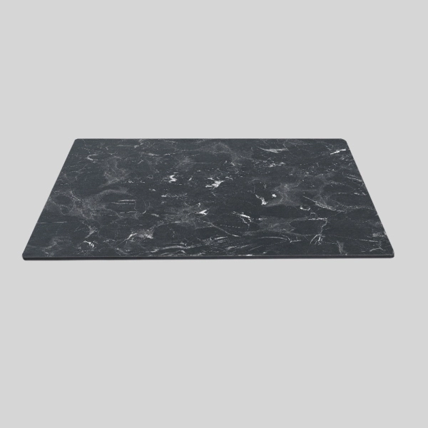 Plateau de table carré de restaurant extérieur en HPL Noir 80x80 cm