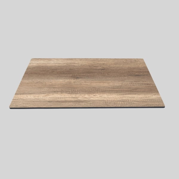 Plateau de table carrée de bistrot extérieur en HPL Chêne Rustique 80x80 cm