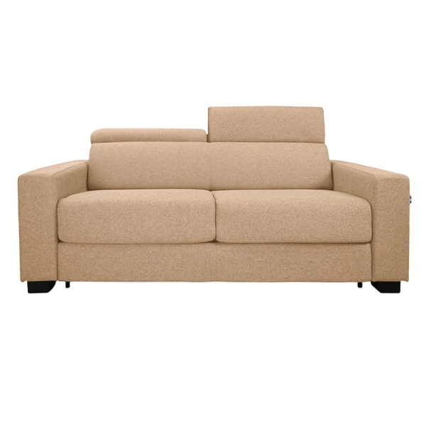 Canapé-lit 3 places ROLEN Beige avec têtières inclinables et déhoussable