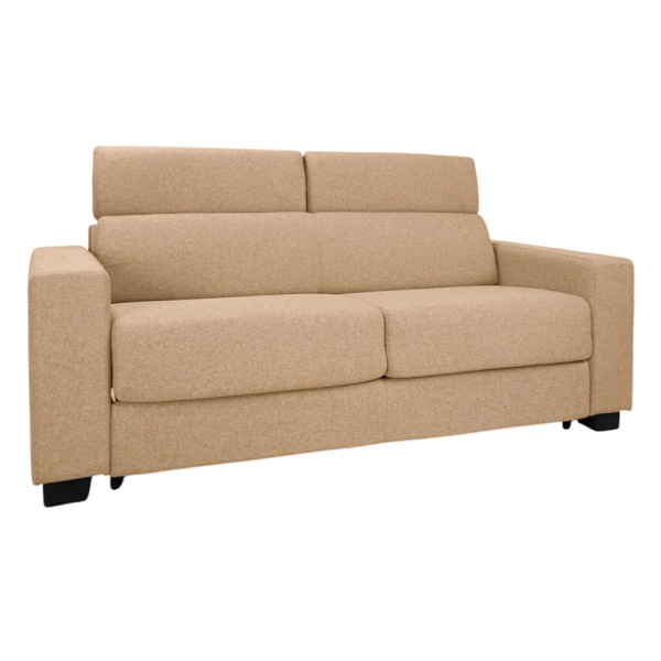 Canapé-lit 3 places ROLEN Beige avec têtières inclinables et déhoussable