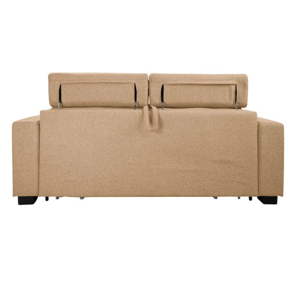Canapé-lit 3 places ROLEN Beige avec têtières inclinables et déhoussable