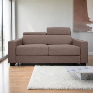 Canapé-lit 3 places ROLEN Taupe avec têtières inclinables et déhoussable