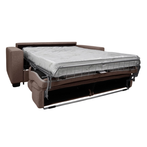 Canapé-lit 3 places ROLEN Taupe avec têtières inclinables et déhoussable