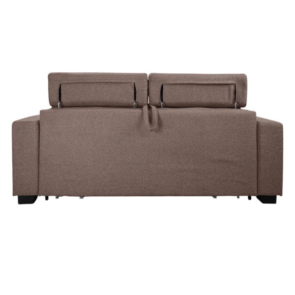 Canapé-lit 3 places ROLEN Taupe avec têtières inclinables et déhoussable