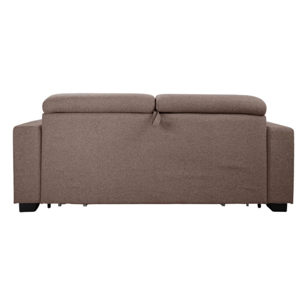 Canapé-lit 3 places ROLEN Taupe avec têtières inclinables et déhoussable