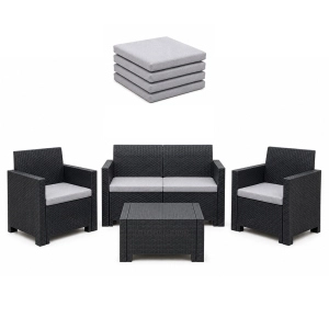 Cuscini Esterno e Giardino 55x45 cm Sfoderabili Grigio Set 4