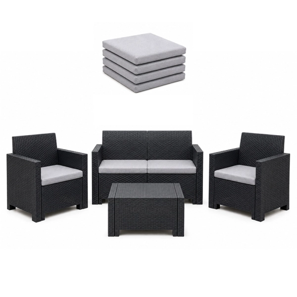Coussins Extérieur et Jardin 55x45 cm Déhoussables Gris Lot de 4
