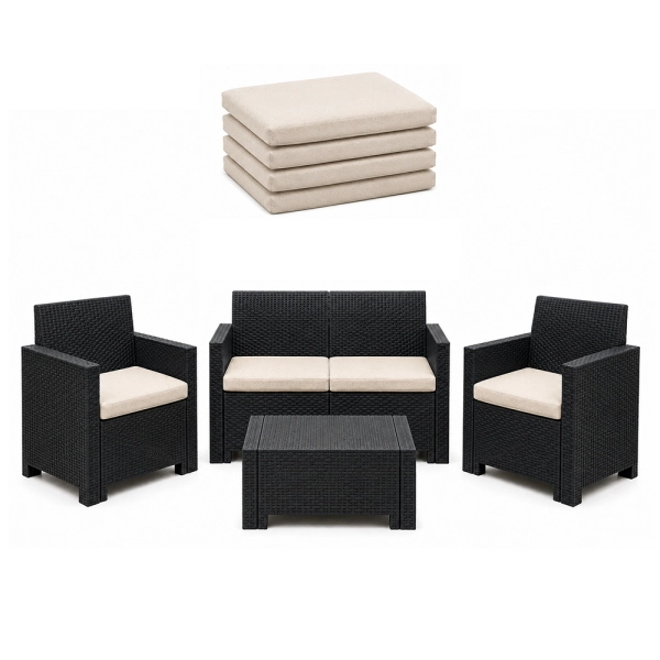 Coussins Extérieur et Jardin 55x45 cm Déhoussables Beige Lot de 4